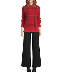 Charlie B. Knit Plaid Mock Neck Long Sleeve Sweater
