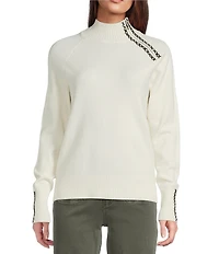 Charlie B. Knit Turtleneck Long Sleeve Heart Stitch Sweater