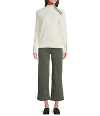 Charlie B. Knit Turtleneck Long Sleeve Heart Stitch Sweater