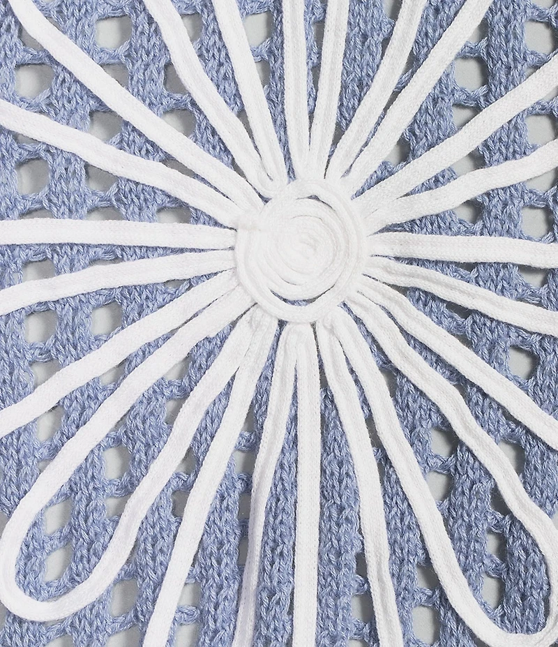 Charlie B. Knit V-Neck 3/4 Sleeve Flower Top