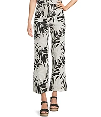 Charlie B. Linen Blend Abstract Print Cropped Wide Leg Pant