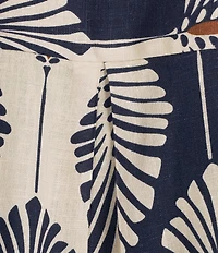 Charlie B. Linen Blend Abstract Print Scoop Neck Sleeveless Blouse