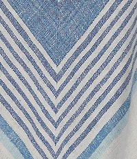 Charlie B. Linen Blend Stripe Print Boat Neck Cap Sleeve Tie-Front Blouse