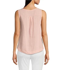 Charlie B. Linen Round Neck Sleeveless Top