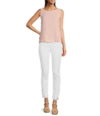 Charlie B. Linen Round Neck Sleeveless Top