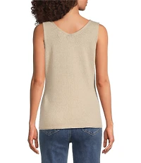 Charlie B. Lurex Knit Metallic V-Neck Sleeveless Cami