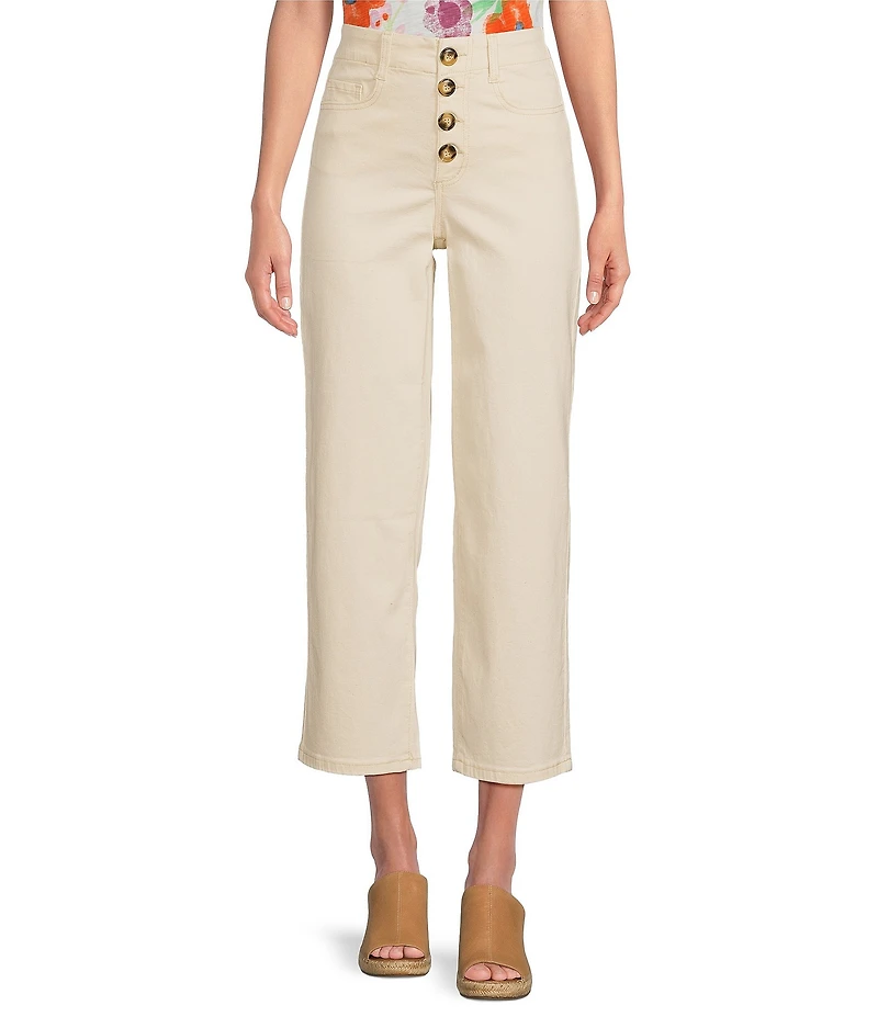 Charlie B. Mid Rise Cropped Straight-Leg Pants