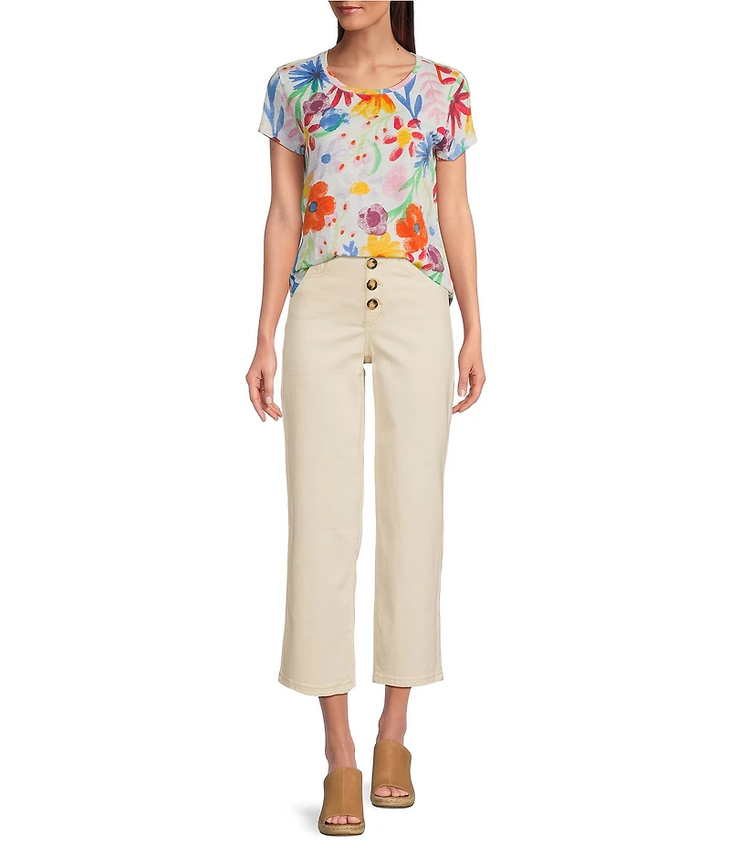 Charlie B. Mid Rise Cropped Straight-Leg Pants