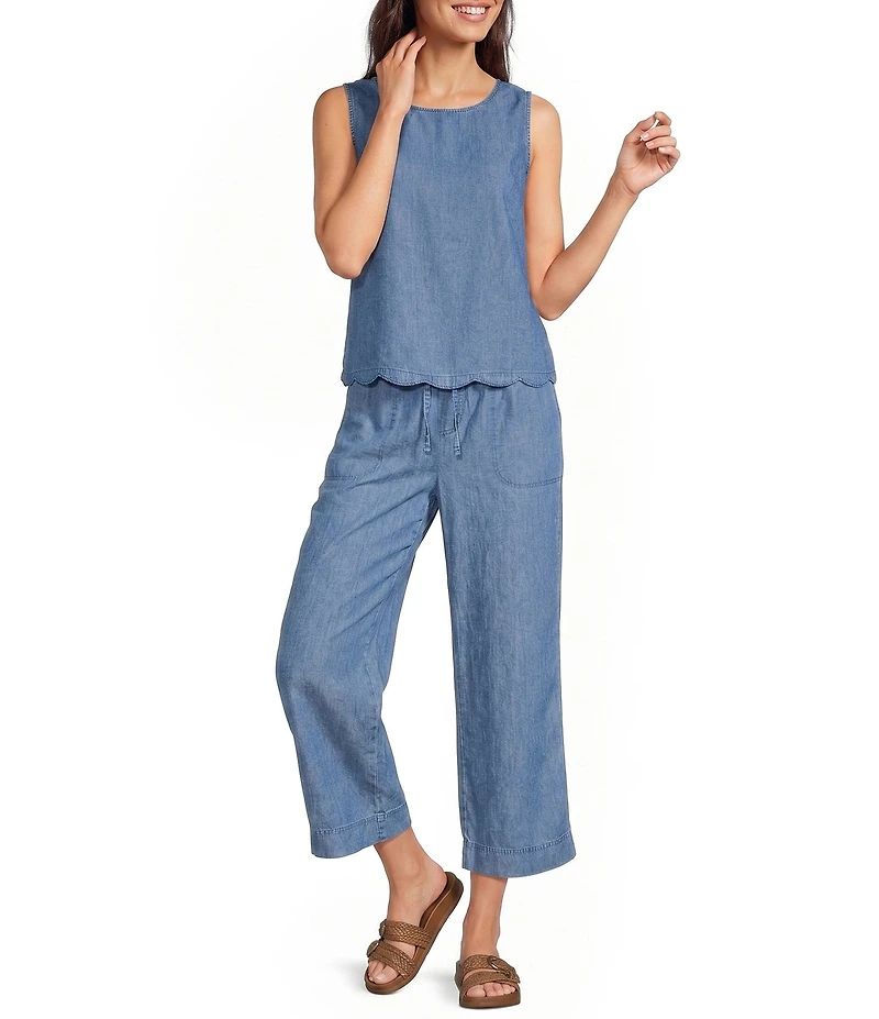 Charlie B. Mid Rise Wide Leg Crop Length Jogger Pants