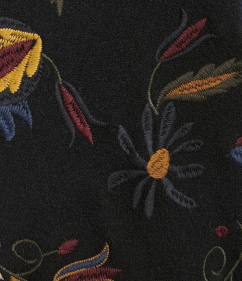 Charlie B. Mock Neck Long Sleeve Embroidered Sweater