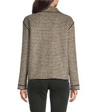 Charlie B. Wool Blend Plaid Reversible Point Collar Long Sleeve Patch Pocket Jacket