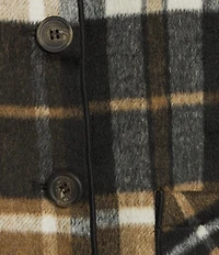 Charlie B. Wool Blend Plaid Reversible Point Collar Long Sleeve Patch Pocket Jacket