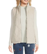 Charlie B. Quilted Faux Fur Reversible Vest
