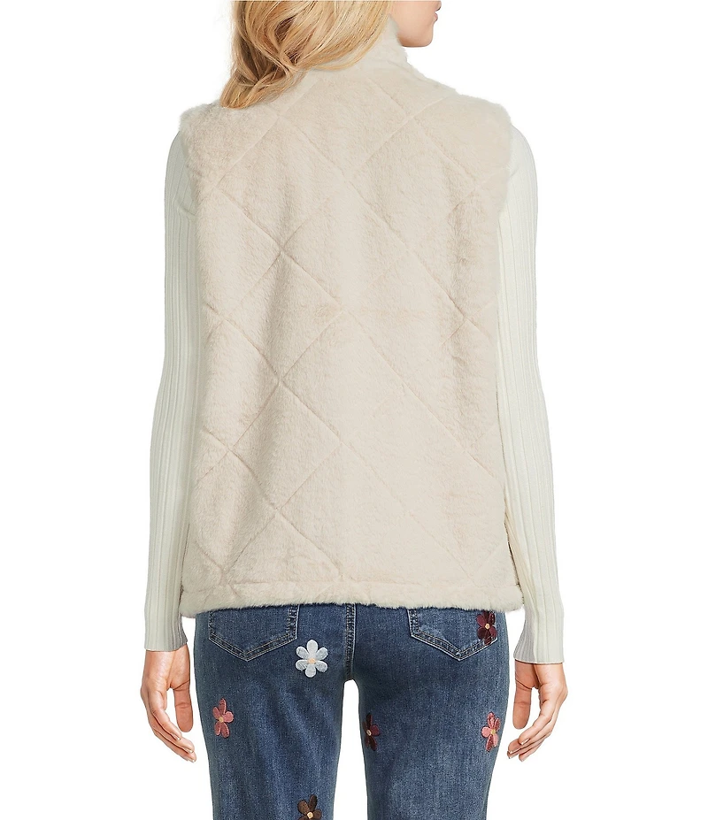 Charlie B. Quilted Faux Fur Reversible Vest