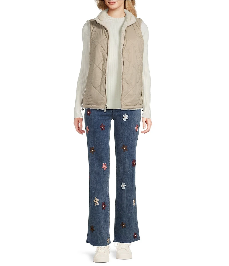 Charlie B. Quilted Faux Fur Reversible Vest