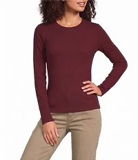 Charlie B. Ribbed Knit Crew Neck Long Sleeve Top