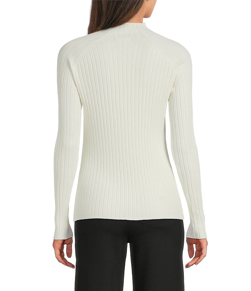 Charlie B. Ribbed Knit Mock Neck Long Sleeve Sweater