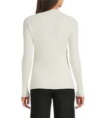 Charlie B. Ribbed Knit Mock Neck Long Sleeve Sweater