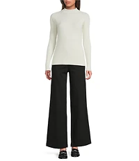 Charlie B. Ribbed Knit Mock Neck Long Sleeve Sweater