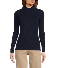 Charlie B. Ribbed Knit Mock Neck Long Sleeve Sweater