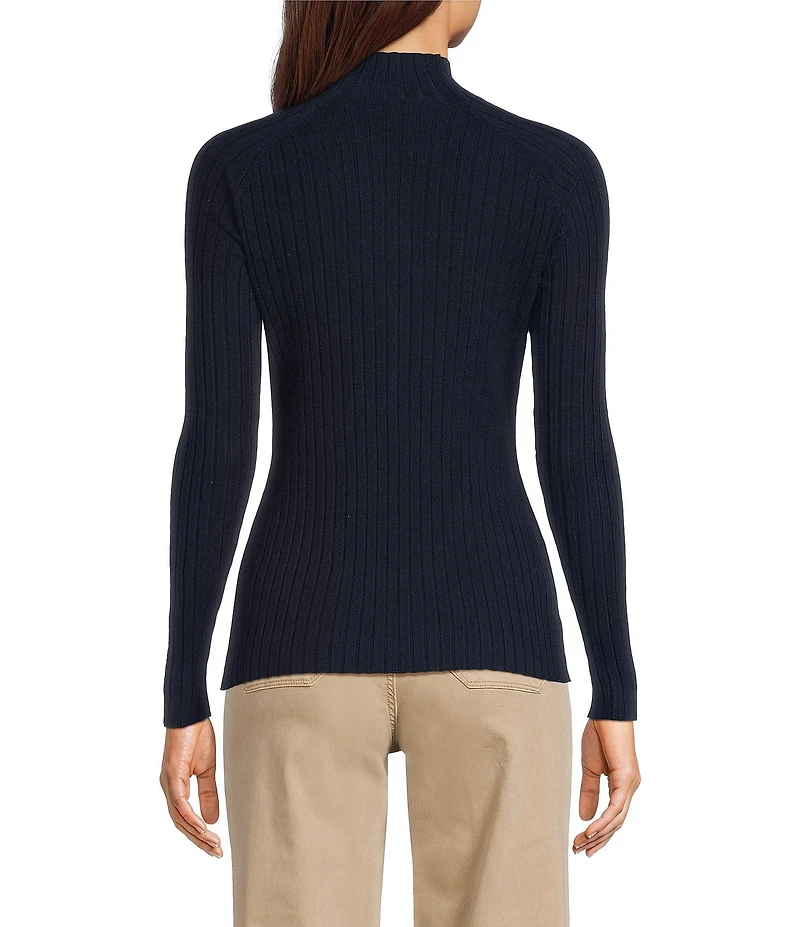 Charlie B. Ribbed Knit Mock Neck Long Sleeve Sweater