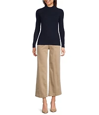 Charlie B. Ribbed Knit Mock Neck Long Sleeve Sweater