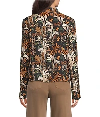 Charlie B. Satin Printed Point Collar Long Sleeve Button Down Shirt