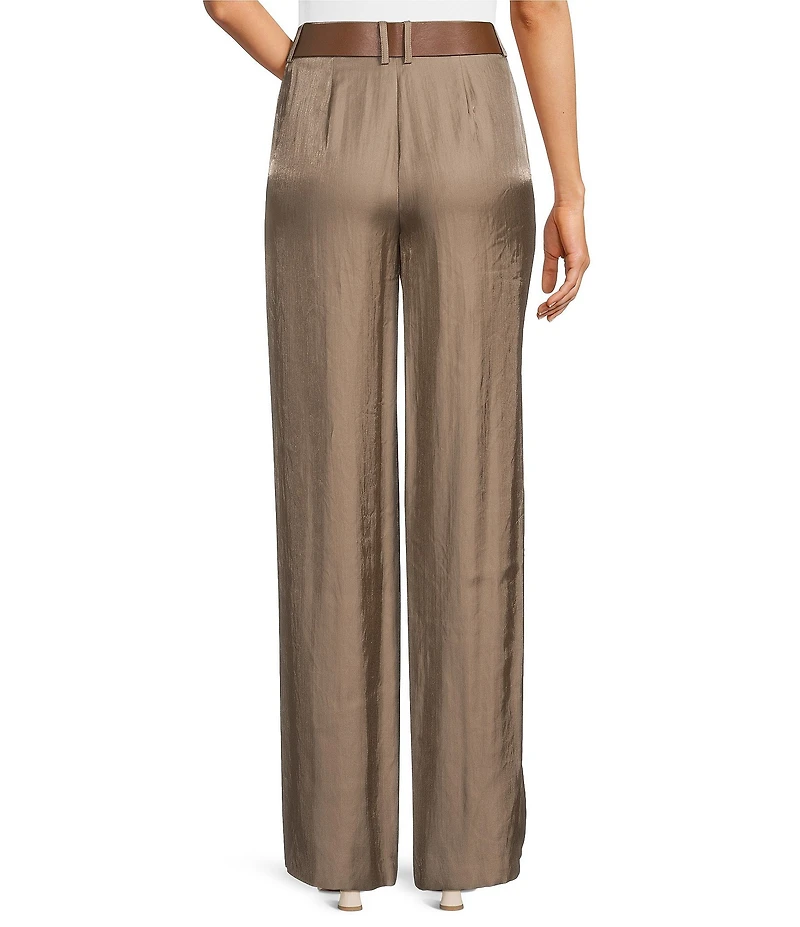 Charlie B. Satin Wide Leg Belted Pants