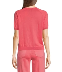 Charlie B. Soutache Embroidered Knit Crew Neck Short Sleeve Top
