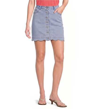 Charlie B. Stretch Denim Above Knee Length Pencil Skirt
