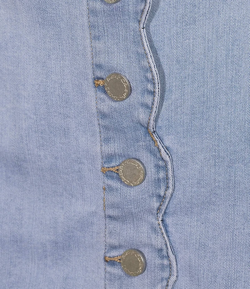 Charlie B. Stretch Denim Above Knee Length Pencil Skirt
