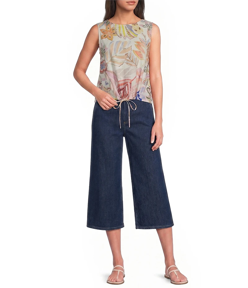Charlie B. Stretch Denim Cropped Palazzo Jeans