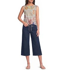 Charlie B. Stretch Denim Cropped Palazzo Jeans