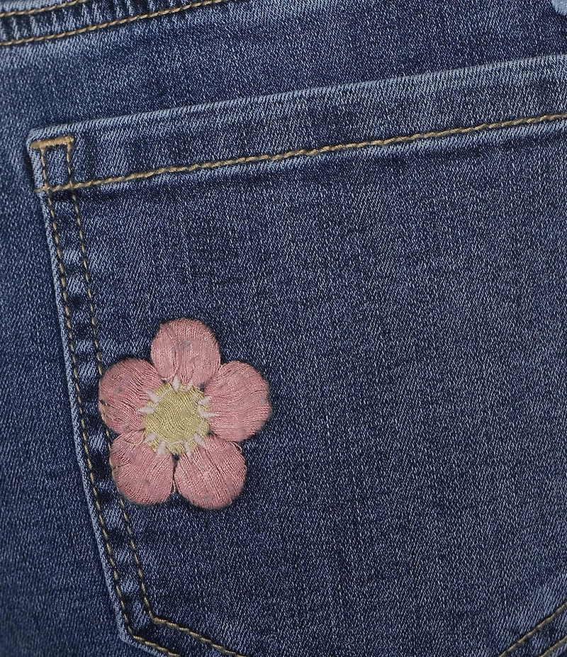 Charlie B. Stretch Denim Embroidered Mid Rise Shorts