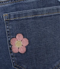 Charlie B. Stretch Denim Embroidered Mid Rise Shorts