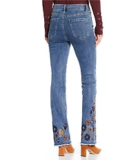 Charlie B. Stretch Denim Floral Embroidered Flare Leg Jeans