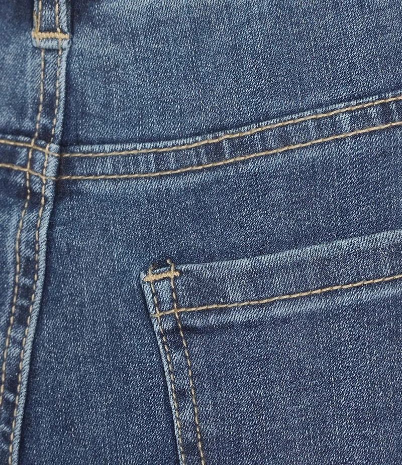 Charlie B. Stretch Denim Mid Rise Floral Embroidered Wide Leg Jeans