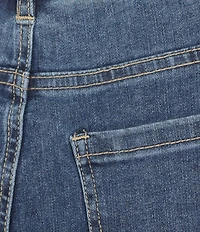 Charlie B. Stretch Denim Mid Rise Floral Embroidered Wide Leg Jeans