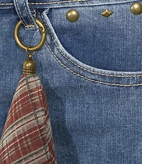 Charlie B. Stretch Denim Patchwork Mid Rise Ankle Jeans