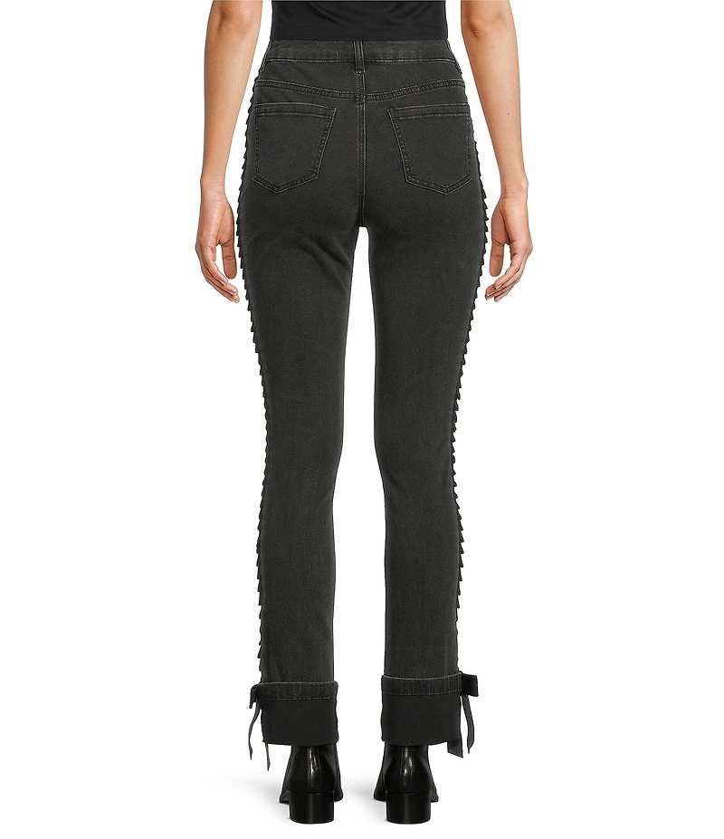 Charlie B. Stretch Denim Velvet Bow Slim Leg Jeans