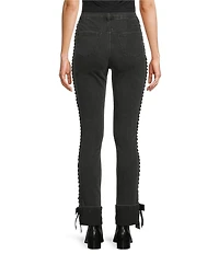 Charlie B. Stretch Denim Velvet Bow Slim Leg Jeans