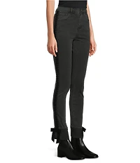 Charlie B. Stretch Denim Velvet Bow Slim Leg Jeans