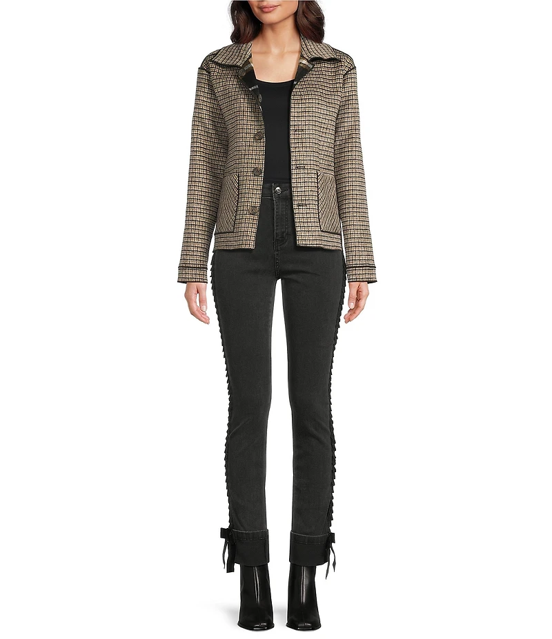 Charlie B. Stretch Denim Velvet Bow Slim Leg Jeans