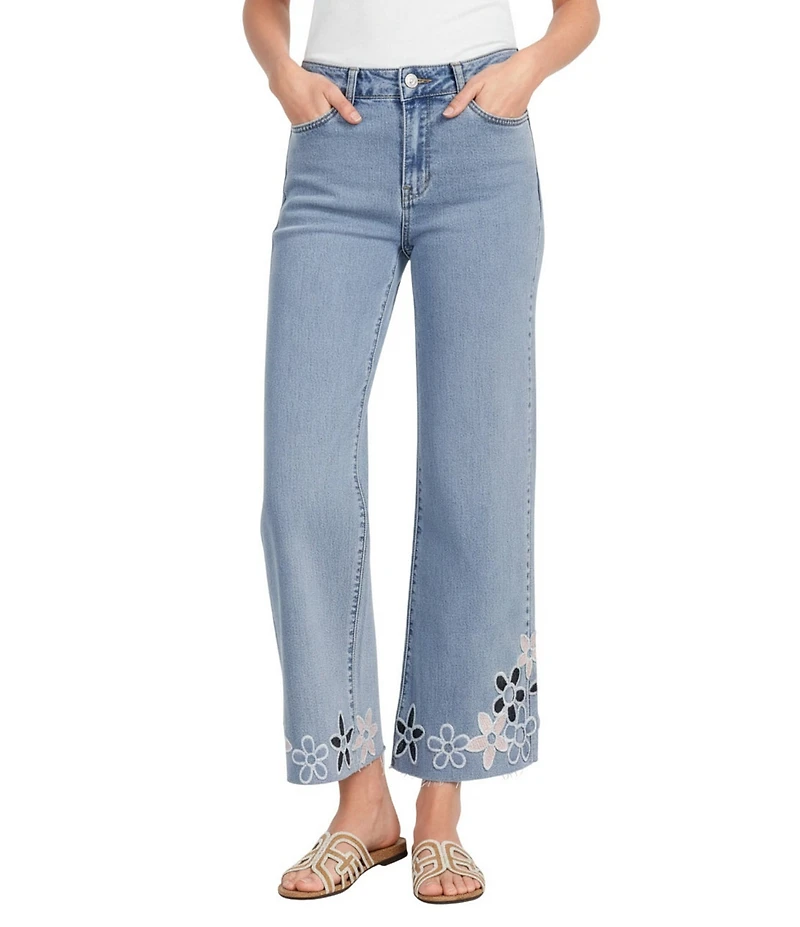 Charlie B. Stretch Denim Wide Leg Cropped Jeans