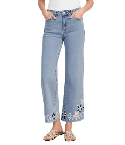 Charlie B. Stretch Denim Wide Leg Cropped Jeans