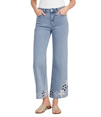 Charlie B. Stretch Denim Wide Leg Cropped Jeans