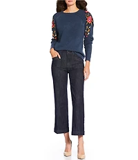 Charlie B. Stretch Denim Wide Leg Cropped Jeans