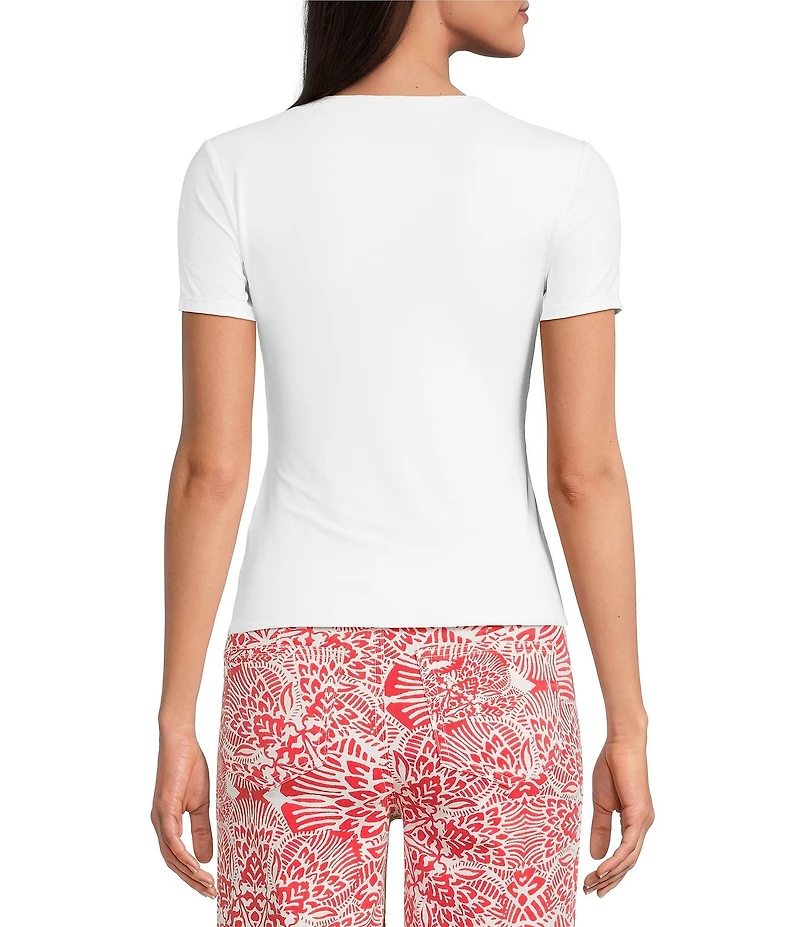 Charlie B. Stretch Knit Crew Neck Short Sleeve Top