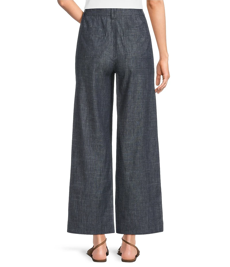 Charlie B. Stretch Linen Wide Leg Button Front Cropped Pants