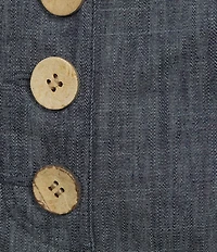 Charlie B. Stretch Linen Wide Leg Button Front Cropped Pants